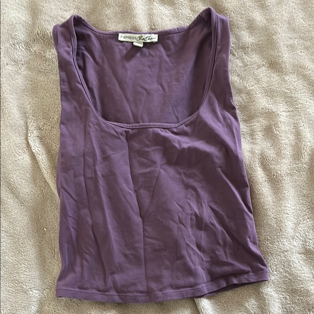 Express Purple Fitted Sleeveless Tank Top